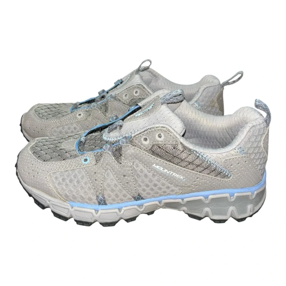 Mountrek Woodland Trail Women's 7 Gray Blue Bungee Hiking Shoes H4080 Gorpecore